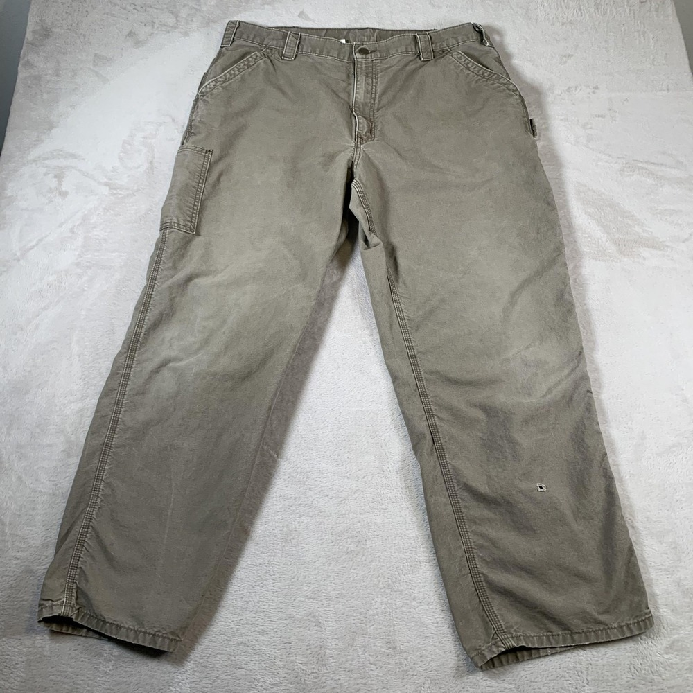 Carhartt Pants Mens 40x32 Brown Dungaree Fit B151LBR Workwear Utility Cotton Y2K